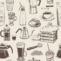 Coffee seamless pattern collection Royalty Free Stock Photo