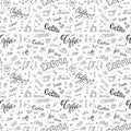 Coffee seamless pattern,hand drawn background Royalty Free Stock Photo