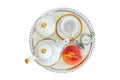 Coffee set, appricot and pocket watch Royalty Free Stock Photo