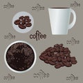 Coffee set, graphic, illustration, espresso Royalty Free Stock Photo