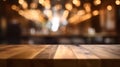 Coffee Shop Blur Background Bokeh Brown Wood Table Image Royalty Free Stock Photo