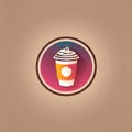 Coffee shop cafe app, software logo icon in flat style