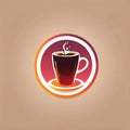 Coffee shop cafe app, software logo icon in flat style