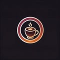 Coffee shop cafe app, software logo icon in flat style