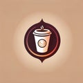 Coffee shop cafe app, software logo icon in flat style