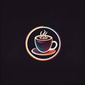 Coffee shop cafe app, software logo icon in flat style