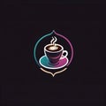 Coffee shop cafe app, software logo icon in flat style