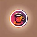 Coffee shop cafe app, software logo icon in flat style