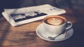 Coffee Shop Cafe Latte Cappuccino Newspaper Concept