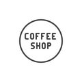 Coffee shop circle label line icon