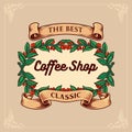 Coffee Shop Classic with Vintage ribbon Royalty Free Stock Photo