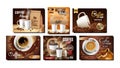 Coffee Shop Collection Promo Posters Set Vector