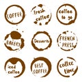 Coffee shop collection of round watercolor stains.