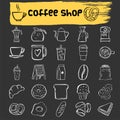 Coffee shop doodle icon set
