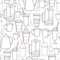 Coffee shop drinks. Vector seamless pattern Royalty Free Stock Photo