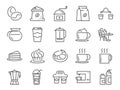 Coffee shop icon set. Included icons as cafe, coffee beans, coffee maker, machine, espresso, latte, glass pot and more.