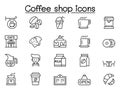 Coffee shop icons set in thin line style Royalty Free Stock Photo