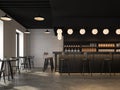 The coffee shop with industrial loft style 3d render