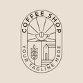 coffee shop line art logo icon and symbol vector illustration design, with emblem minimalist design Royalty Free Stock Photo