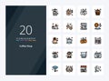 20 Coffee Shop line Filled icon for presentation Royalty Free Stock Photo