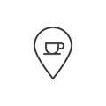 Coffee shop location with coffee cup line icon