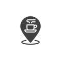 Coffee shop location pin vector icon