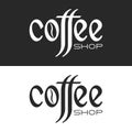 Coffee shop logo black and white lettering with coffee beans, an example of a text signboard for a coffee house web store