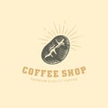 Coffee shop logo design with coffee bean drawing