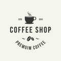 Coffee shop logo design template. Retro coffee emblem