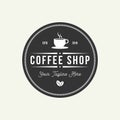 Coffee shop logo design template. Retro coffee emblem. Vector