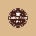 Coffee shop logo design template. Retro coffee emblem. Vector