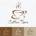Coffee shop logo design template retro style. Vintage Design for Logotype, Label, Badge and brand design. Hand drawn coffee cup ve
