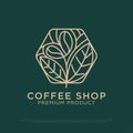 Coffee Shop logo design vector, Outdoor coffee logo illustration with outline style, best for restaurant, cafe, beverages logo Royalty Free Stock Photo