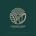 Coffee Shop logo design vector, vintage coffee logo illustration with outline style, best for restaurant, cafe, beverages logo Royalty Free Stock Photo