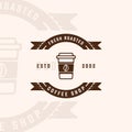 coffee shop logo vintage vector illustration template icon graphic design. drink or beverage sign or symbol for business with Royalty Free Stock Photo