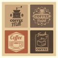 Coffee shop market or cafe or restaurant vintage banners labels set Royalty Free Stock Photo