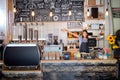 Coffee shop is open - woman at workplace at new open caf Royalty Free Stock Photo