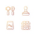 Coffee shop professional tools gradient linear vector icons set Royalty Free Stock Photo