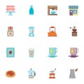 Coffee shop related collection, flat icons set Royalty Free Stock Photo