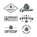Coffee Shop round badges, emblems, labels or logos template set Royalty Free Stock Photo