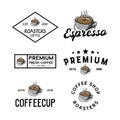 Coffee Shop round badges, emblems, labels or logos template set Royalty Free Stock Photo