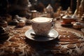 Coffee shop of showcase the intricate textures of the coffee cups. AI Generated