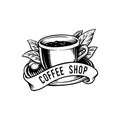 Coffee Shop Simple Classic Silhouette Logo Royalty Free Stock Photo