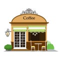 Coffee shop. Street Cafe in flat style design. Vector illustration. Royalty Free Stock Photo