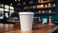 Coffee shop table with cappuccino, latte, and disposable cups generated by AI Royalty Free Stock Photo