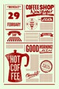 Coffee Shop typographical vintage newspaper style poster or template of menu. Retro vector illustration.