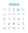 Coffee shop vector line icons set. Cafe, Coffeehouse, Espresso, Latte, Cappuccino, Mocha, Frappuccino illustration