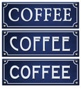 Coffee Sign Vintage Enamel blue embossed metal tin