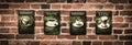 Coffee Signs on Brick Background