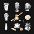 Coffee sketch icons set Royalty Free Stock Photo